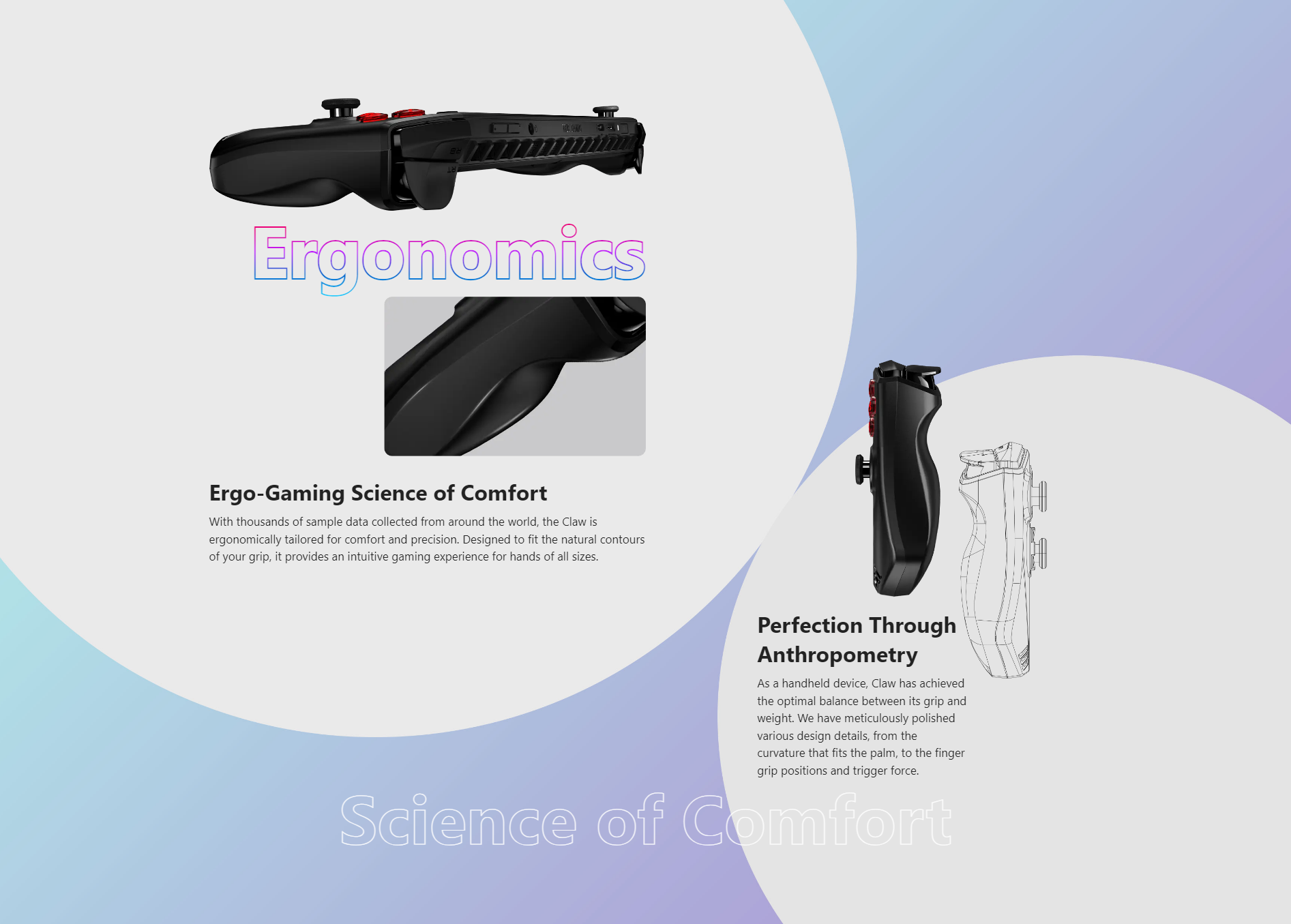 A large marketing image providing additional information about the product MSI Claw (A1M) - 7" Core Ultra 5 512GB Gaming Handheld - Additional alt info not provided